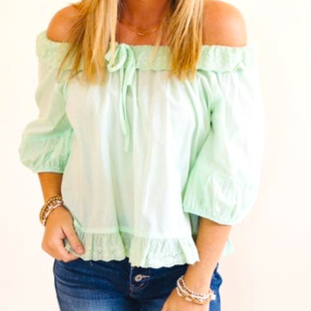 Off the shoulder eyelet top